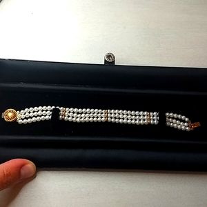 COPY - REAL Three Strand Pearl Bracelet, 14kt GOLD